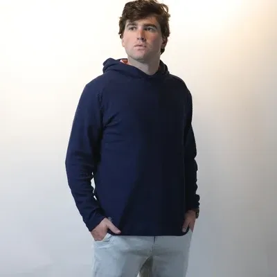 Textured Hoodie - Navy