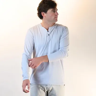 Long Sleeve Henley - Stone