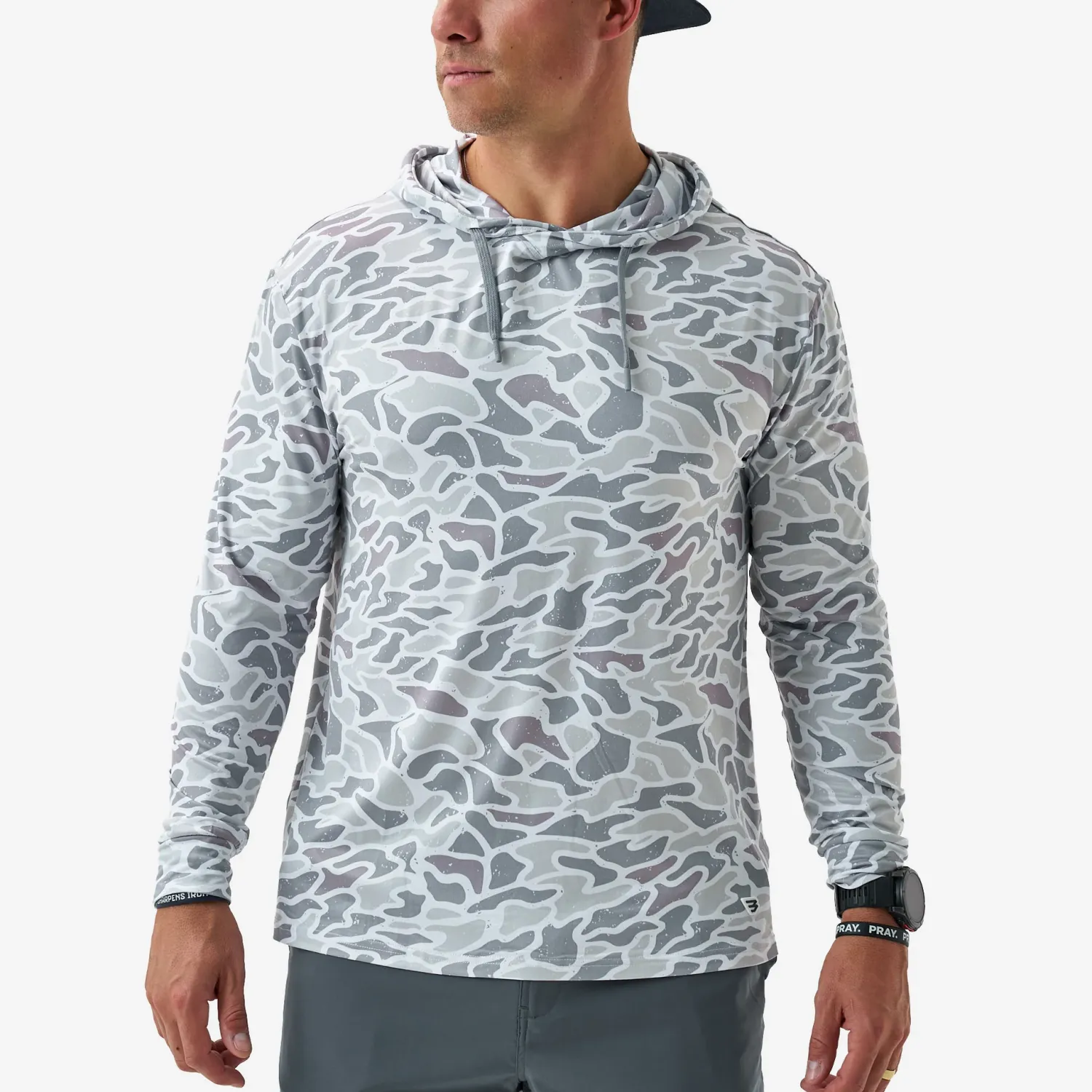 Short Sleeve Performace Hoodie - White Camo
