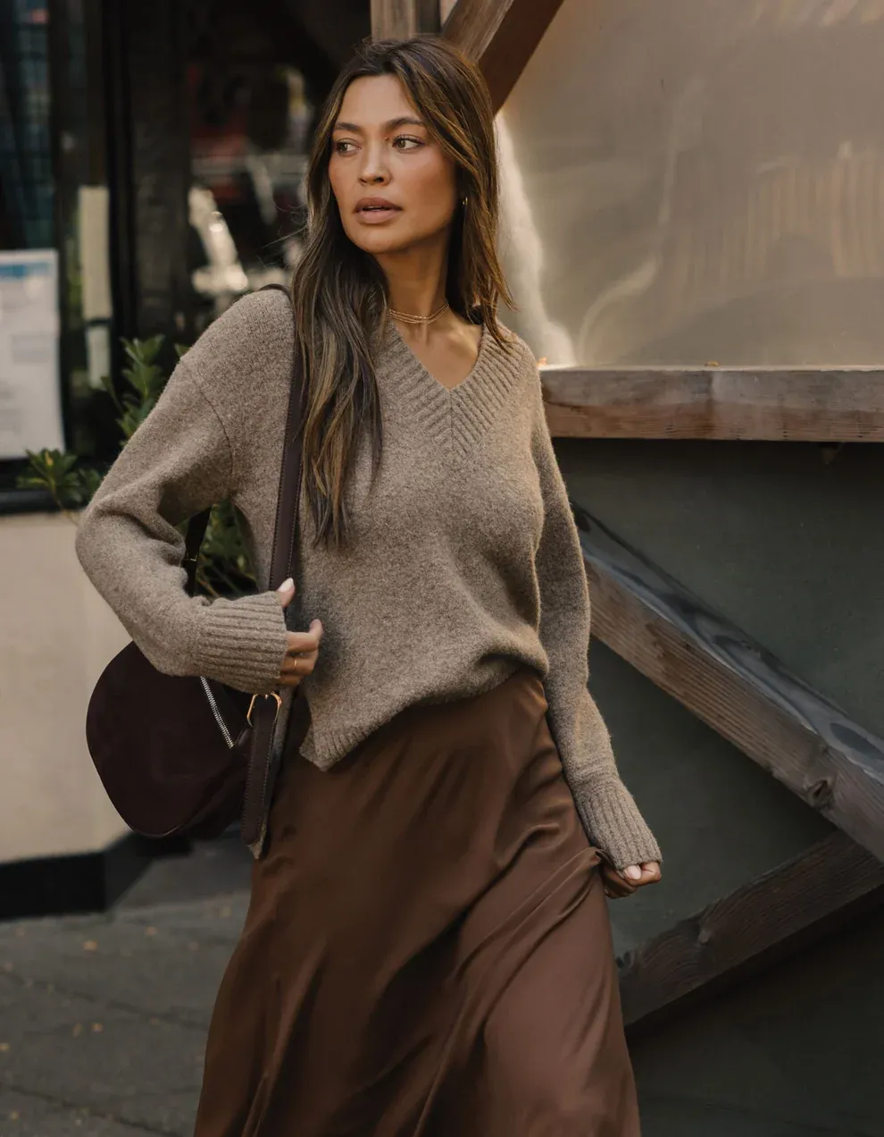 Homebound V-Neck Sweater - Toasted Chestnut