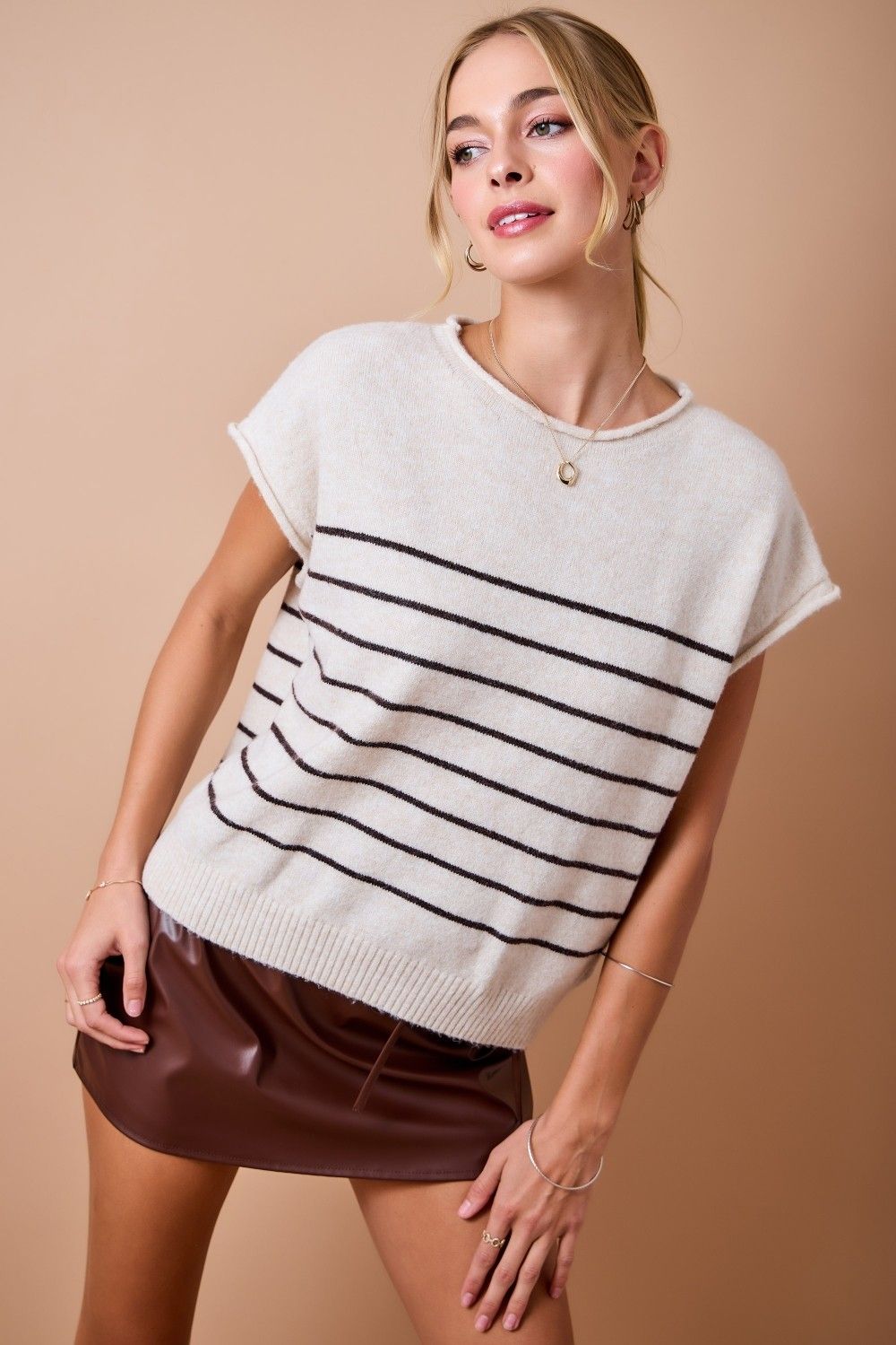 The Maple Latte Sweater Vest - Tan/Brown