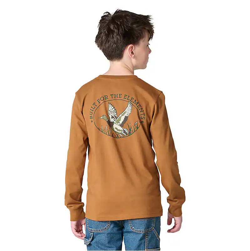 Youth Long-Sleeve Duck Pocket T-Shirt - Carhartt Brown