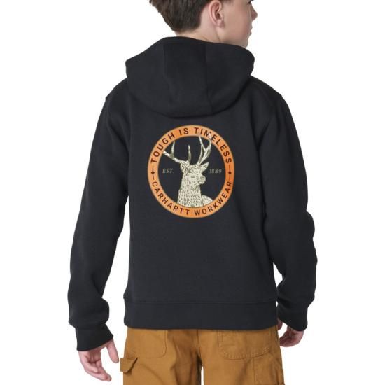 Youth Long Sleeve Deer Graphic Sweatshirt - Caviar Black