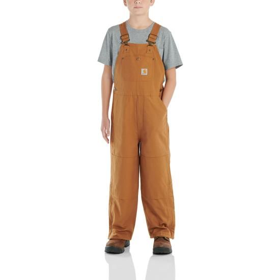 Youth Loose Fit Insulated Canvas Bib - Carhartt Brown