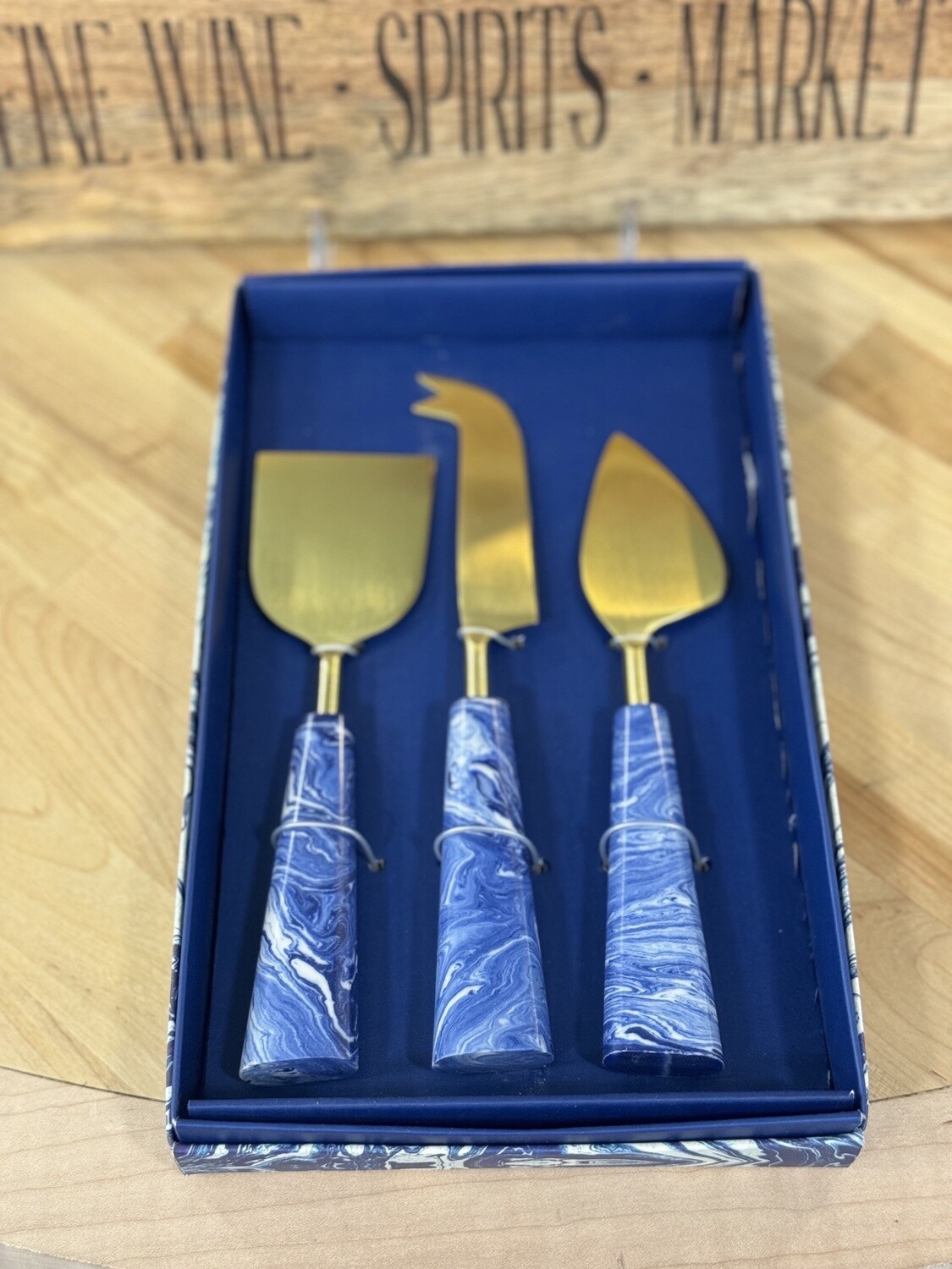 Twos Company Blue Swirl Cheese Knives