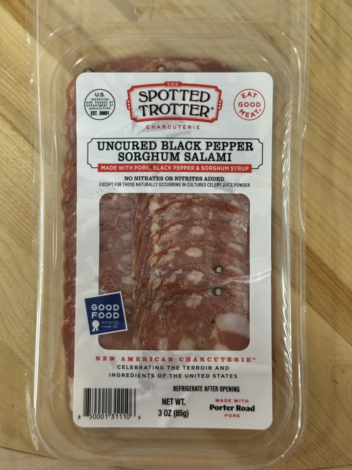 Spotted Trotter Black Pepper Sorghum Salami