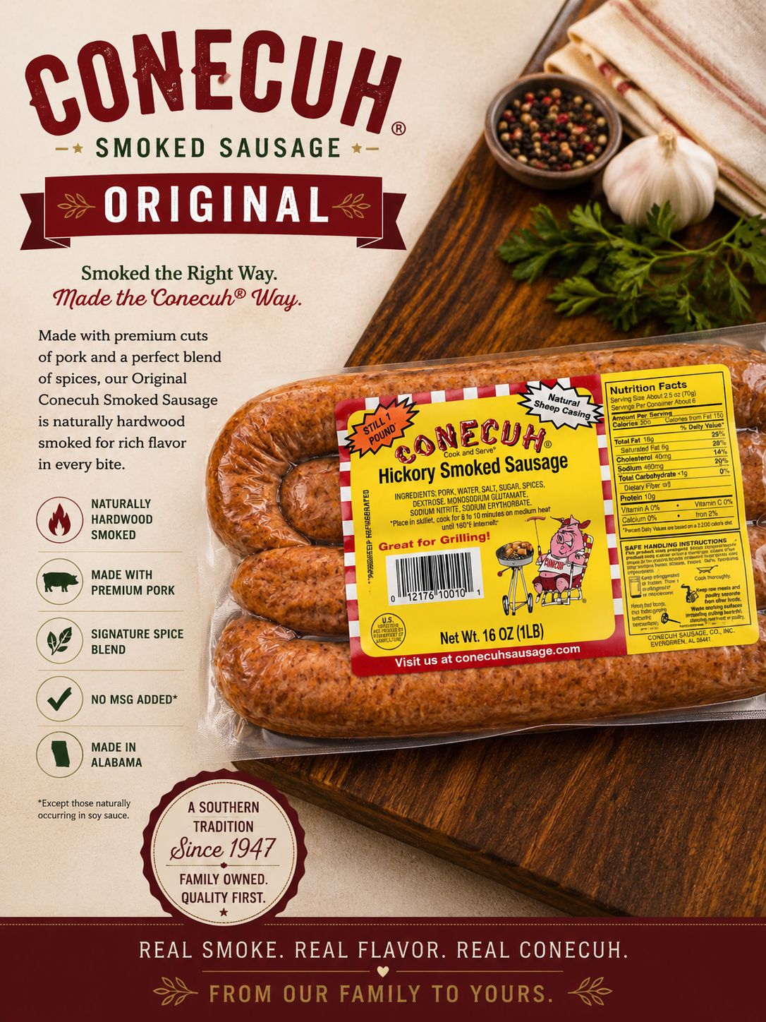 Conecuh Smoked Sausage- Original