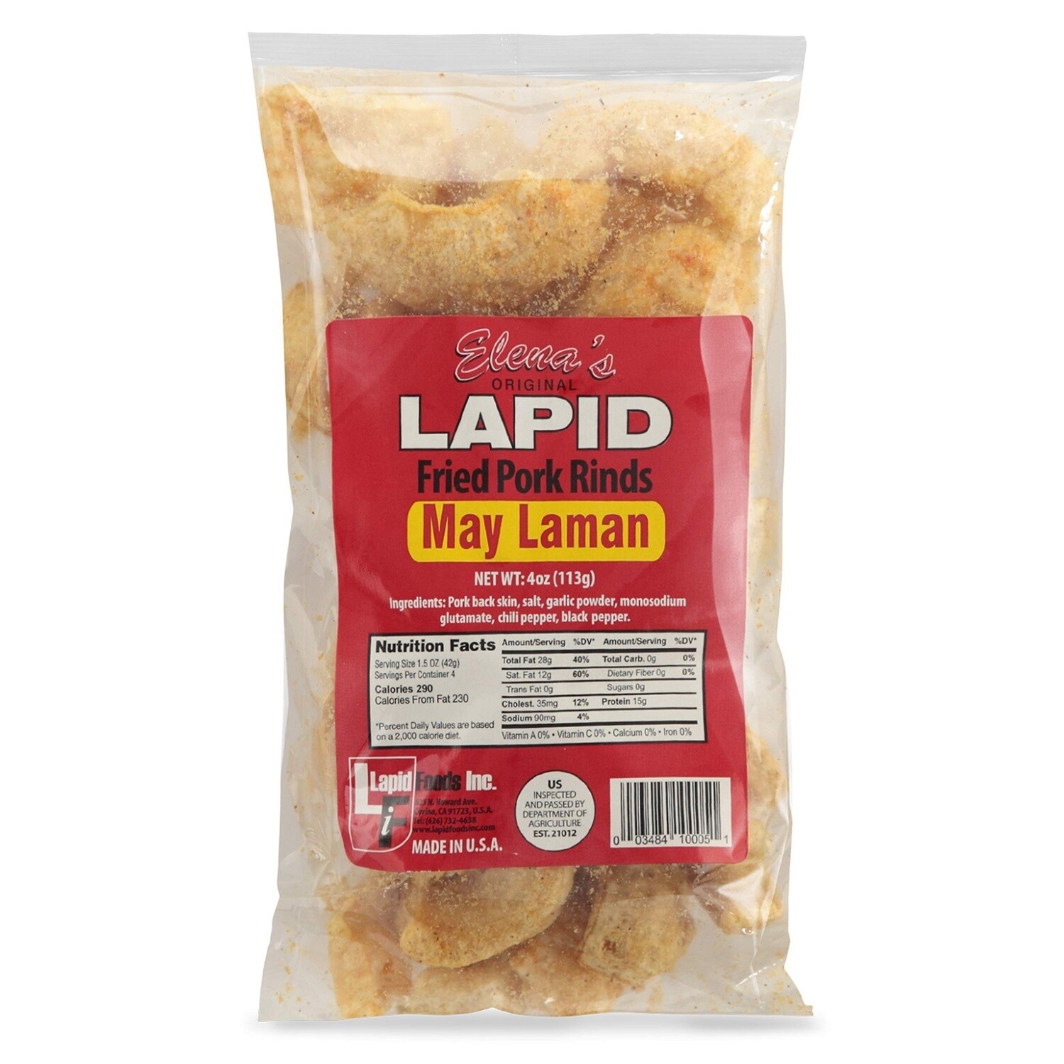 Elena&#39;s Lapid May Laman  Fried Pork Rinds 4oz