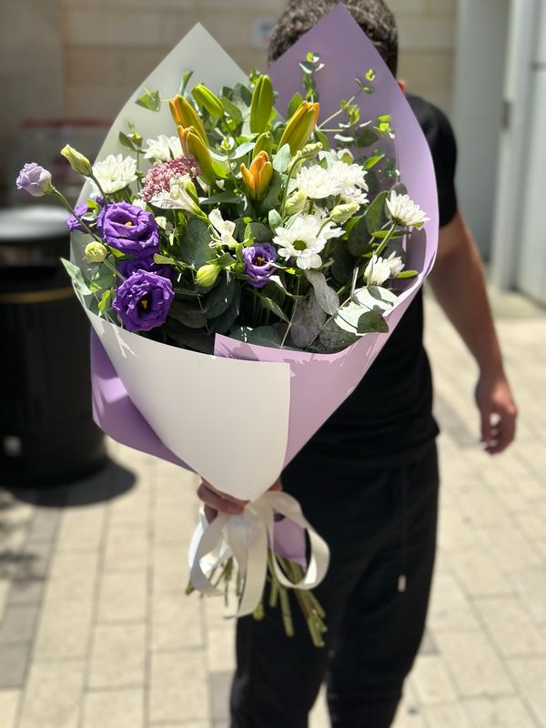 זר שולחני בסגול S