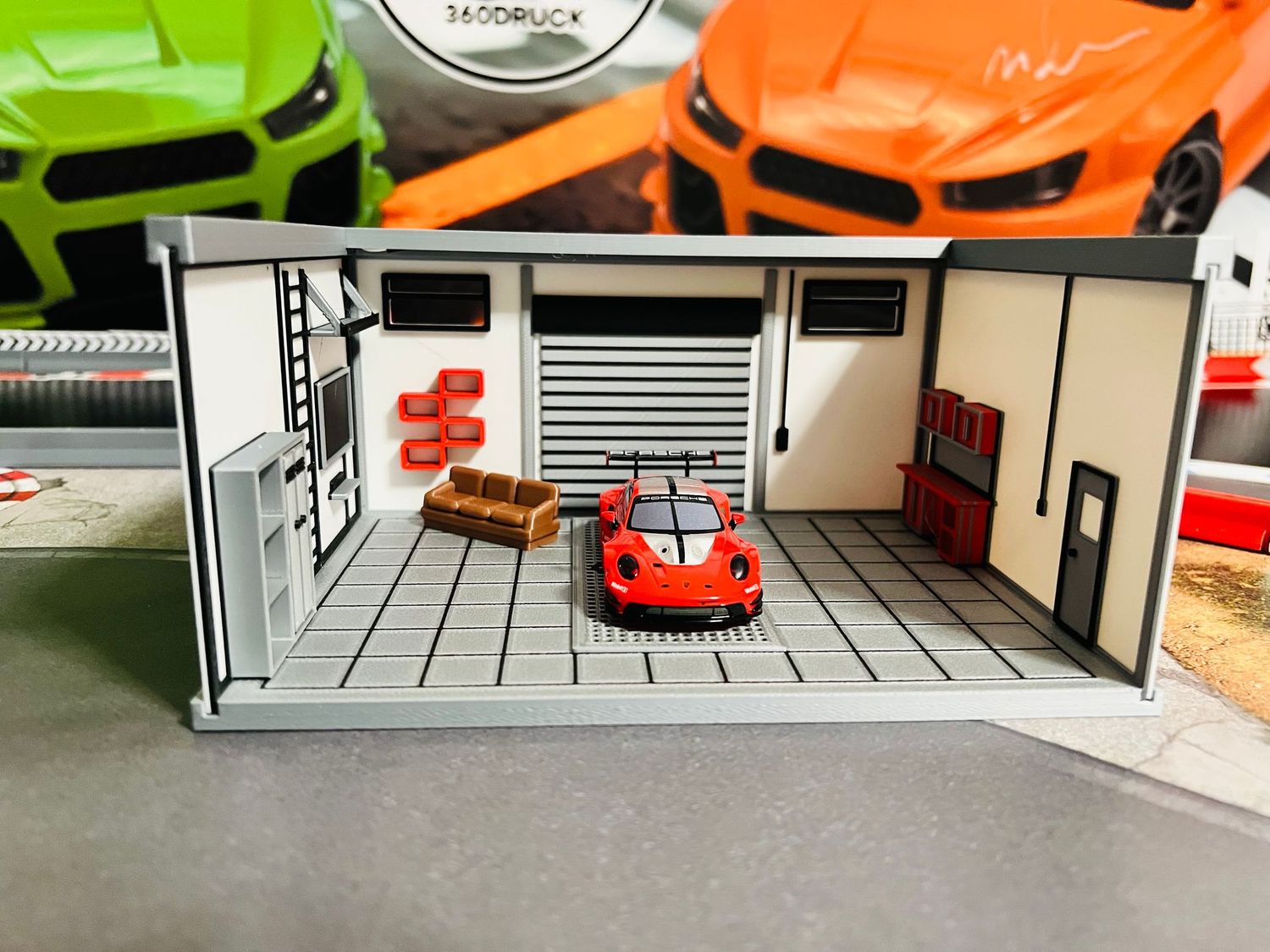 Zubehör Diorama Werkstatt Garage kompatibel mit Carrera Hybrid 1:50