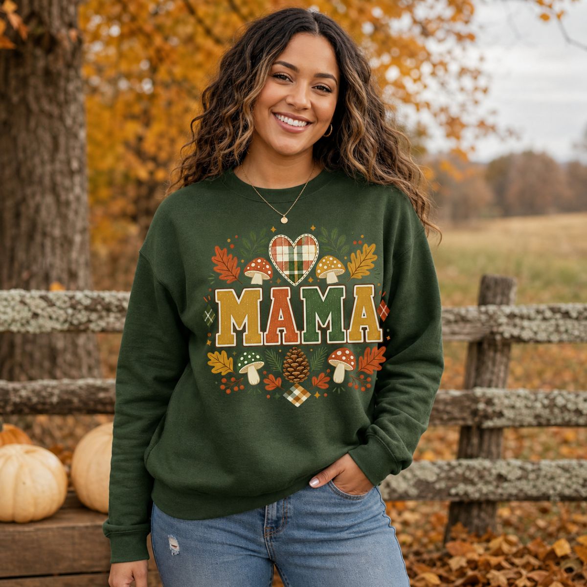 Fall MAMA Graphic Crewneck Sweatshirt