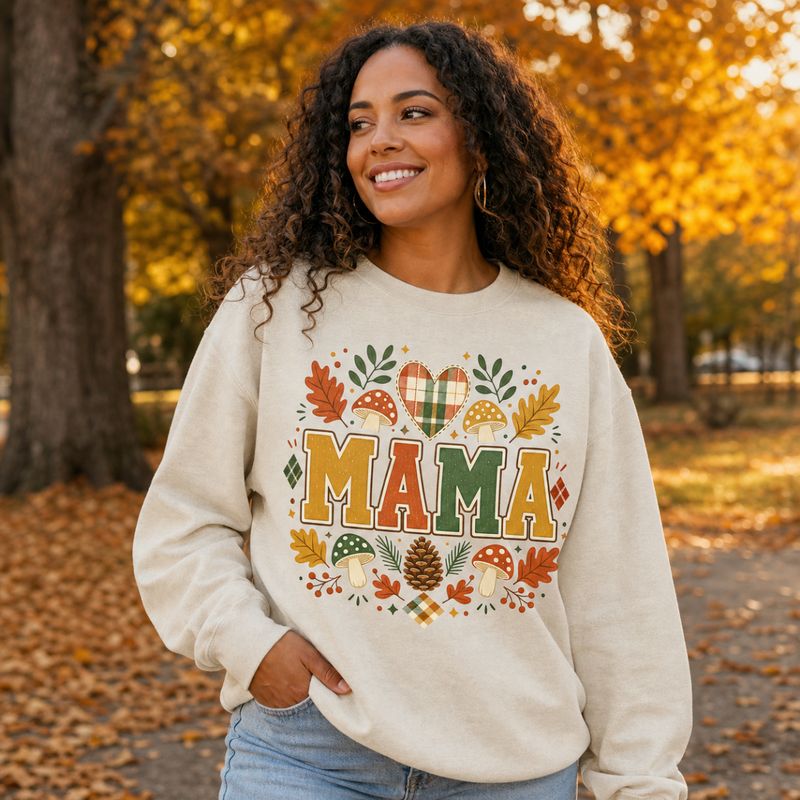 Fall MAMA Graphic Crewneck Sweatshirt