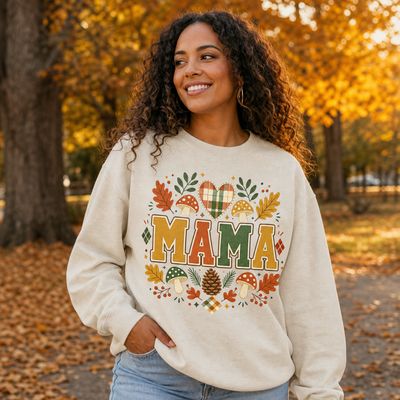 Fall MAMA Graphic Crewneck Sweatshirt