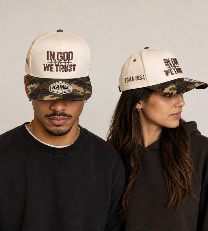 In God We Trust Christian Camo Hat – 3D Puff Embroidery | Psalm 56:3-4 Faith Baseball Cap