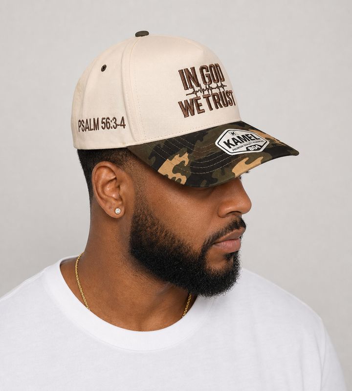 In God We Trust Christian Camo Hat – 3D Puff Embroidery | Psalm 56:3-4 Faith Baseball Cap