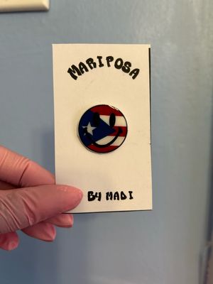 PR Smiley Face Pin