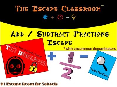 Fractions (adding &amp; subtracting with uncommon denominators)  Escape Workshop (1 Teacher License)