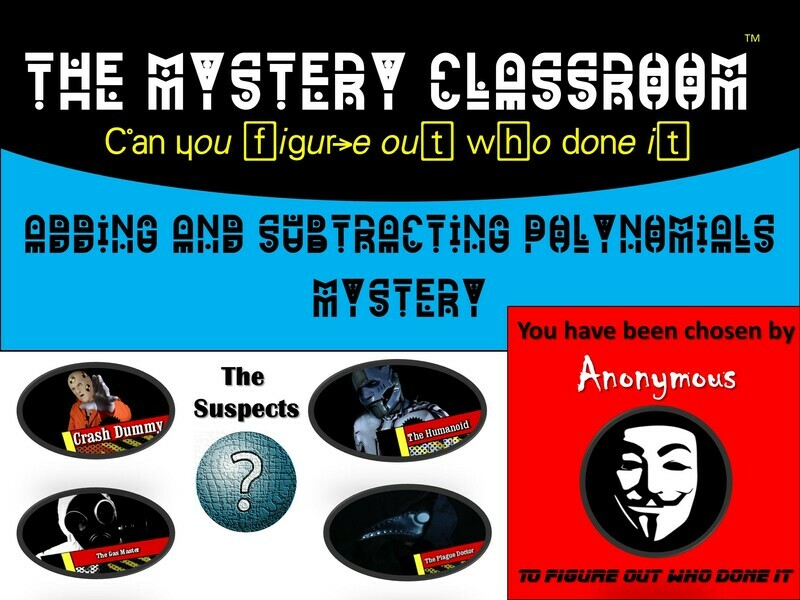 Algebra: Adding and Subtracting Polynomials Mystery  (1 Teacher License)