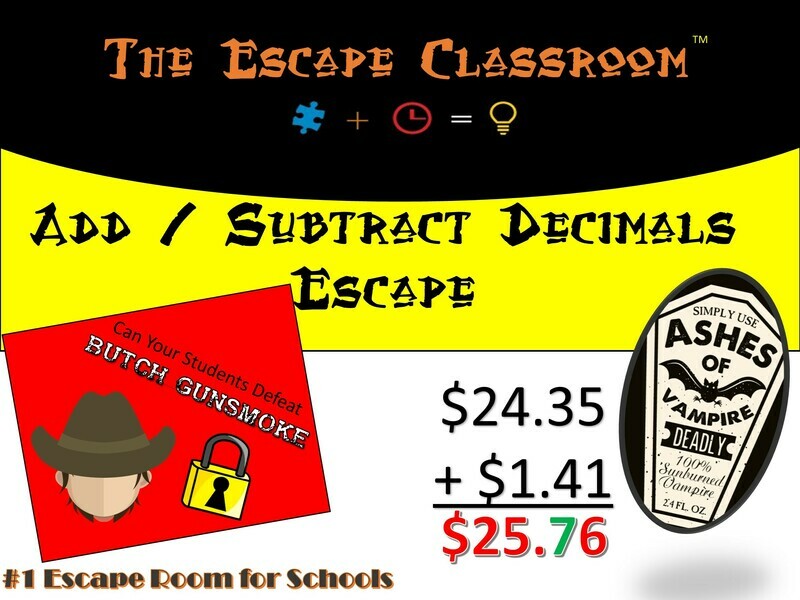 Add / Subtract Decimals Escape Workshop (1 Teacher License)