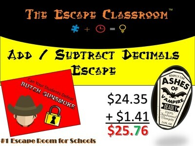 Add / Subtract Decimals Escape Workshop (1 Teacher License)
