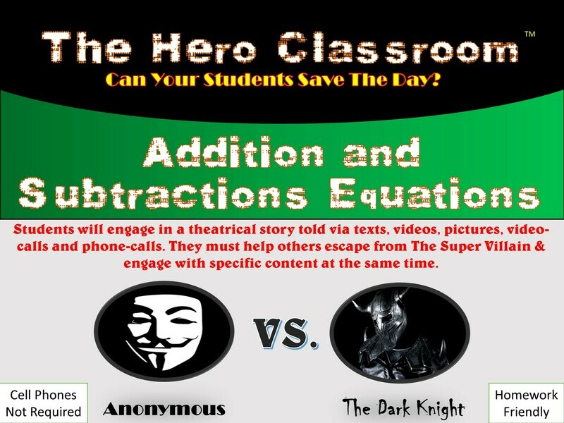 Addition and Subtraction Equations Hero Classroom (1 Teacher License)