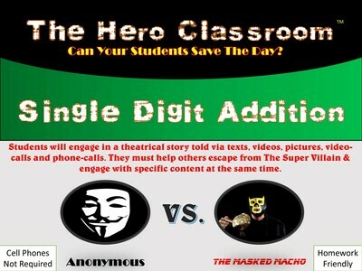 Single Digit Addition Hero Classroom (1 Teacher License)