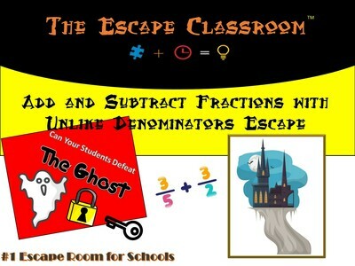 Adding and Subtracting Fractions with Unlike Denominators Escape  (1 Teacher License)
