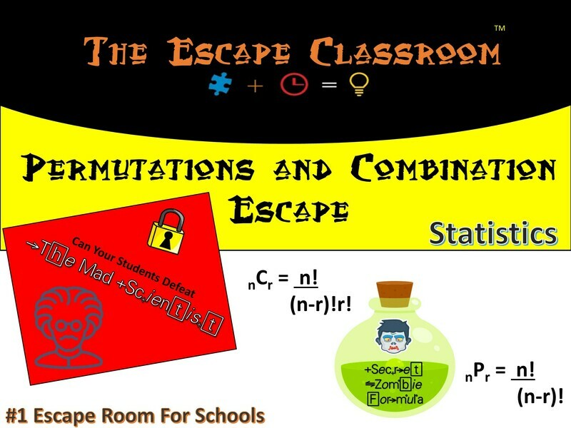 Statistics : Permutations and Combinations Escape  (1 Teacher License)