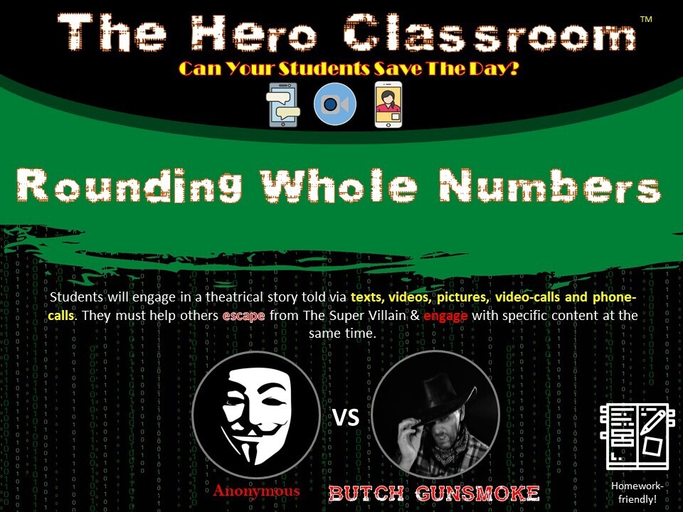 Rounding Whole Numbers Hero Classroom (1 Teacher License)