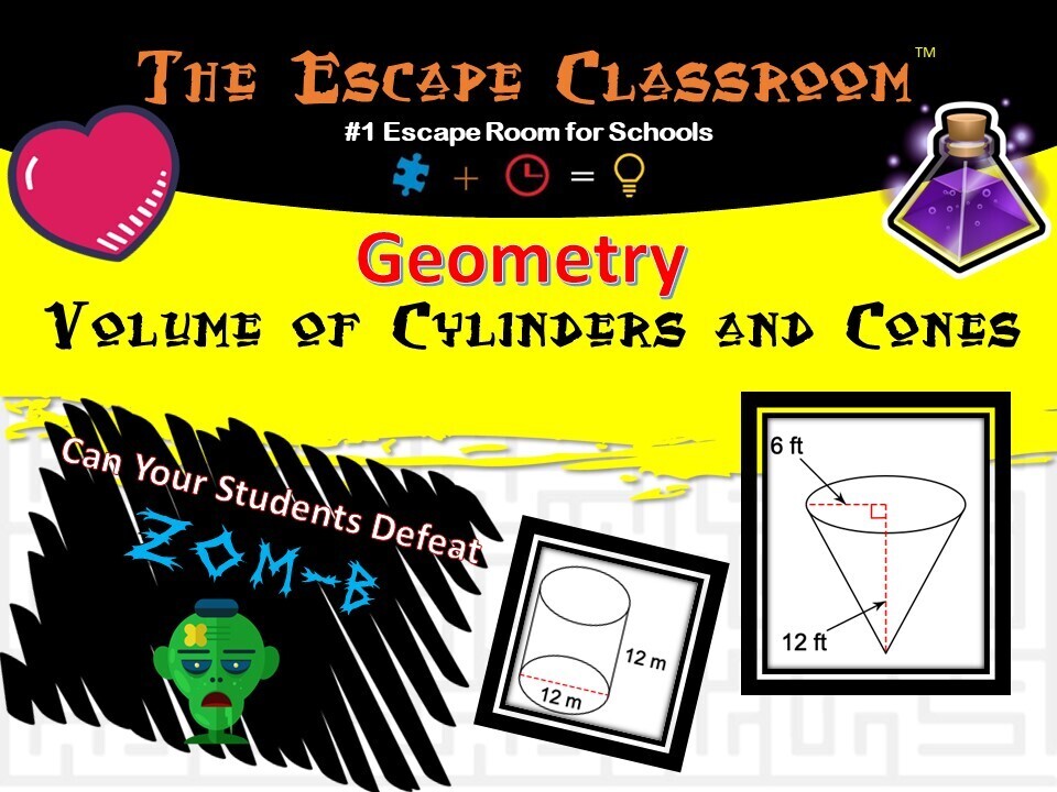 Geometry: Volume of Cylinders and Cones Escape (1 Teacher License)
