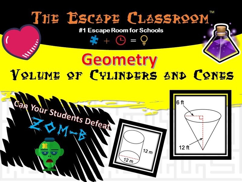 Geometry: Volume of Cylinders and Cones Escape (1 Teacher License)
