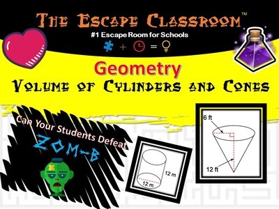 Geometry: Volume of Cylinders and Cones Escape (1 Teacher License)