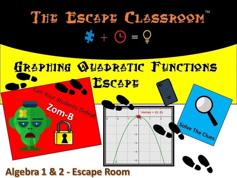 Graphing Quadratic Functions Escape - Algebra 1 &amp; 2  (1 Teacher License)