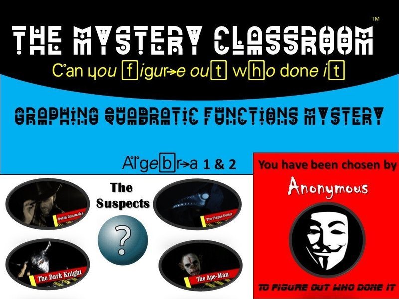 Graphing Quadratic Functions Mystery - Algebra 1 &amp; 2  (1 Teacher License)