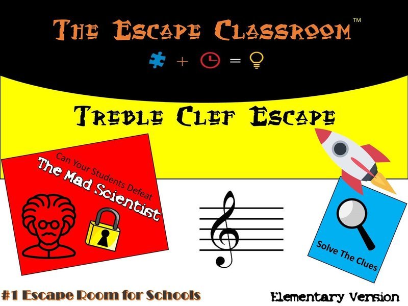 Treble Clef For Elementary Escape (1 Teacher License)