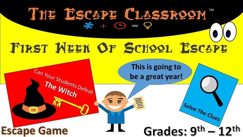 First Week of School (9th - 12th) Escape Workshop (1 Teacher License)
