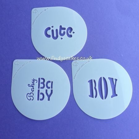 Baby and Boy Words Cupcake Stencil Set - Lindy's (LC207) Baby and Boy Words Cupcake Stencil Set - Lindy's (LC207)