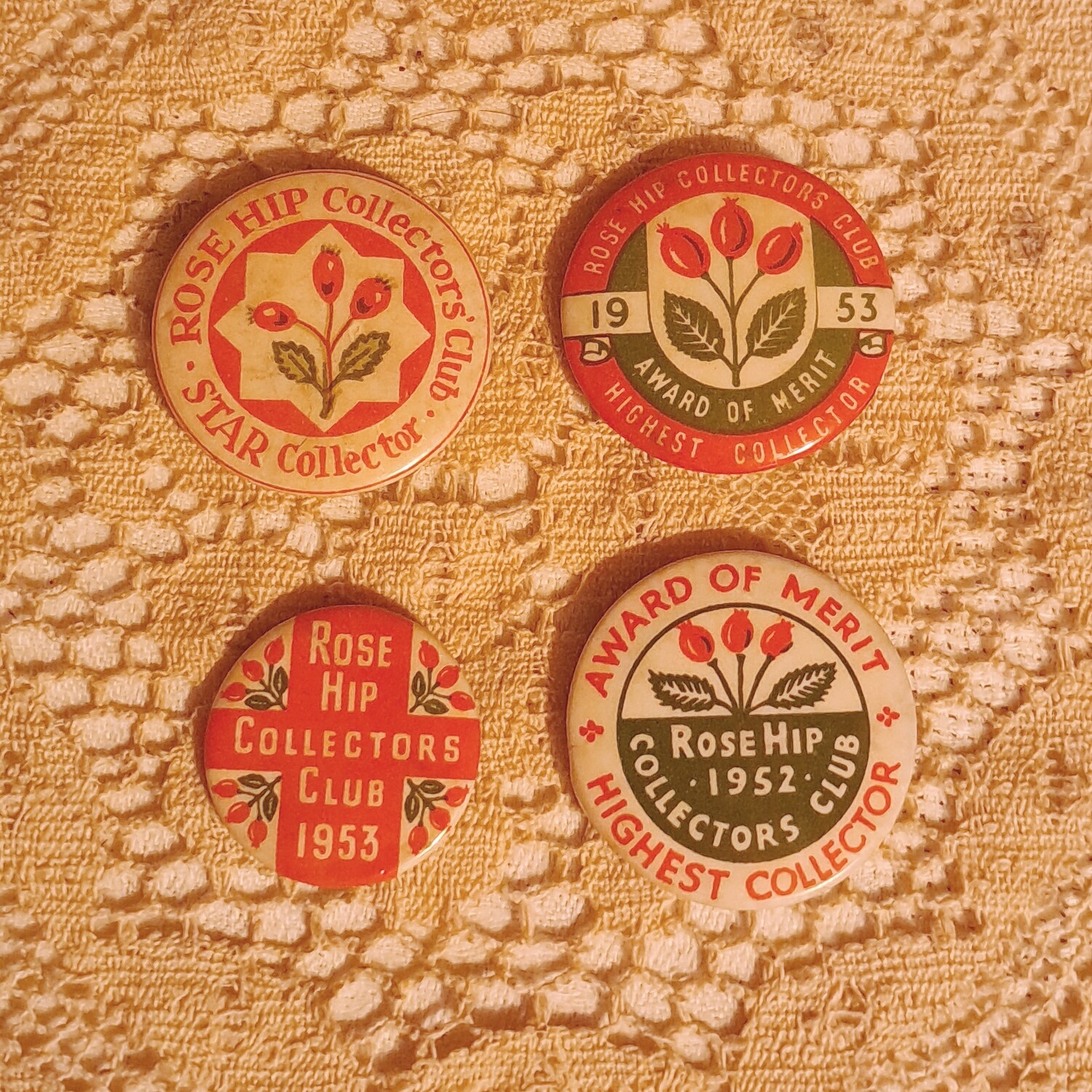 Rosehip Collectors Club Badges