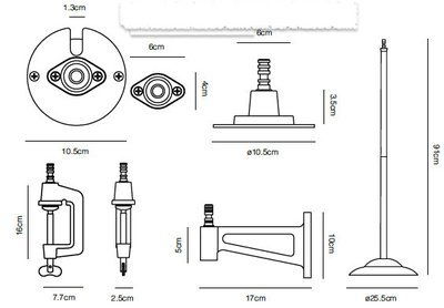 Anglepoise Zubehör für 1227 Tisch-, Wand- und Standleuchten Anglepoise Zubehör für 1227 Tisch-, Wand- und Standleuchten