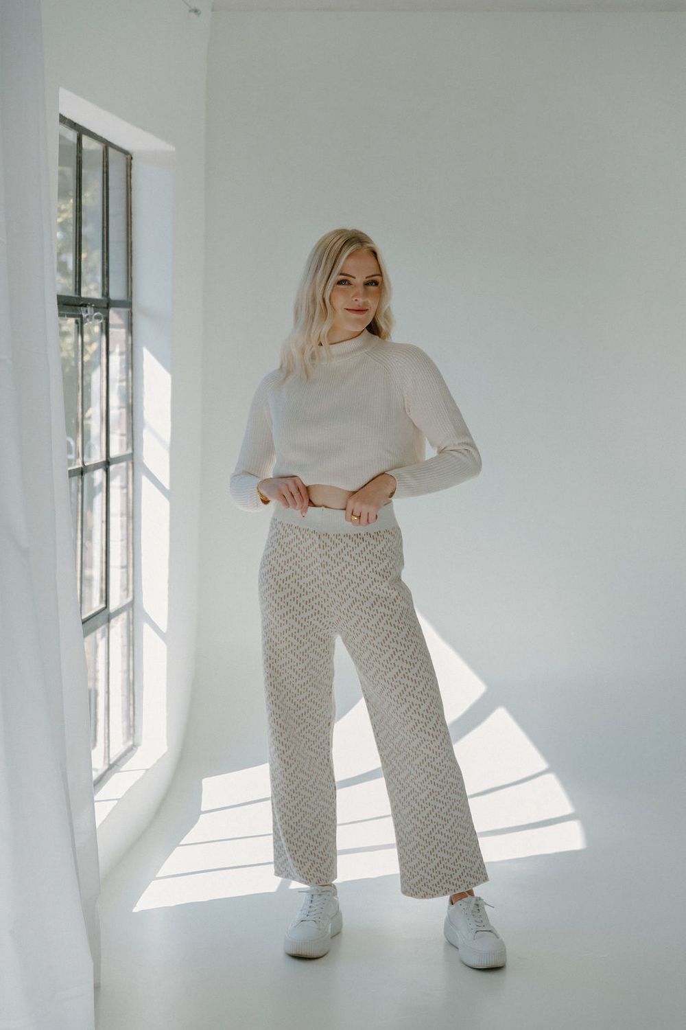 Beige Knit Pants