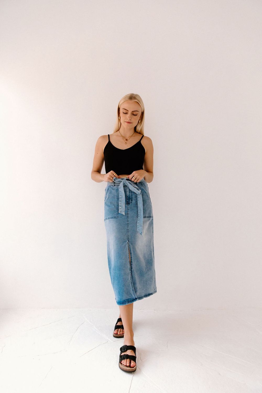 Denim Midi Skirt