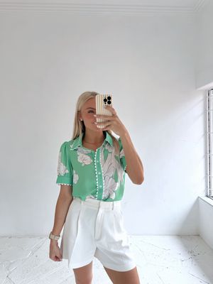 Green Floral Top (PRE-ORDER)