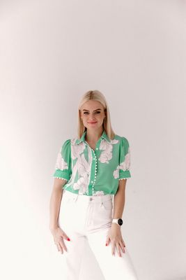 Green Floral Top