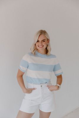Callie Top Blue &amp; White