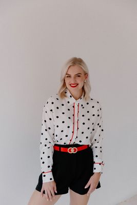 White Polka Blouse