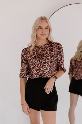 Bow Tie Leopard Blouse