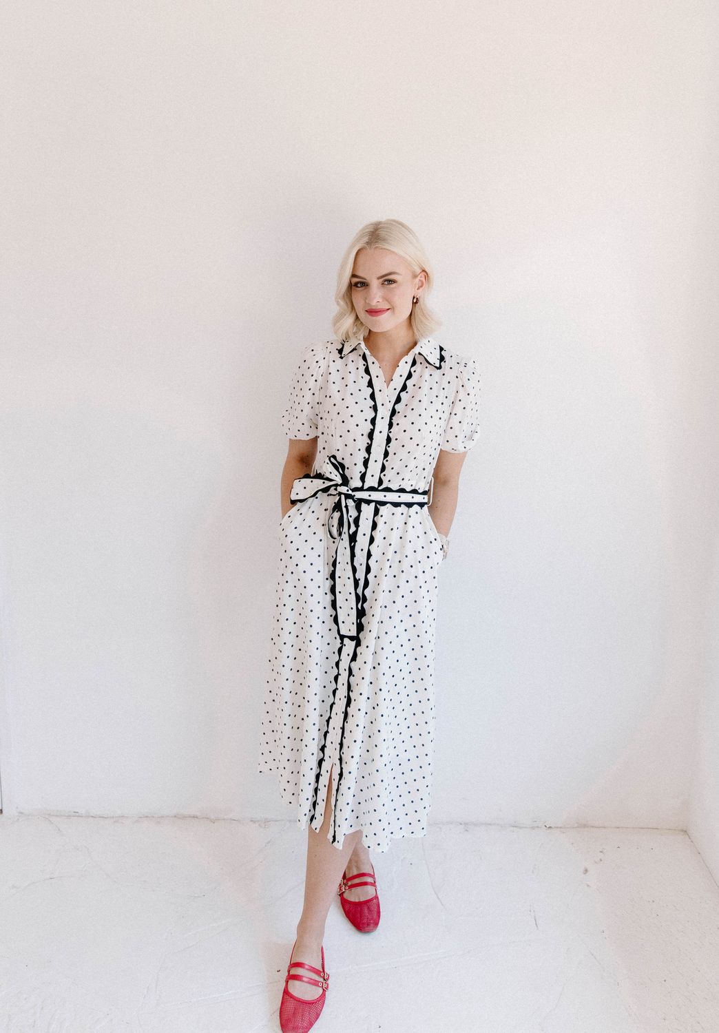 White Polka Dress