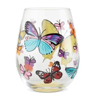 Butterfly Stemless Wine Glass