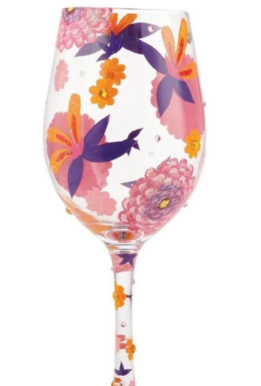 &quot;Funky Florals&quot; Wine Glass