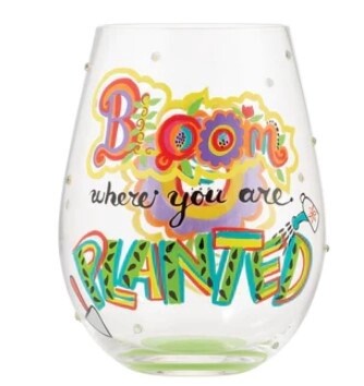 Stemless Bloom Where Planted Wine Glass